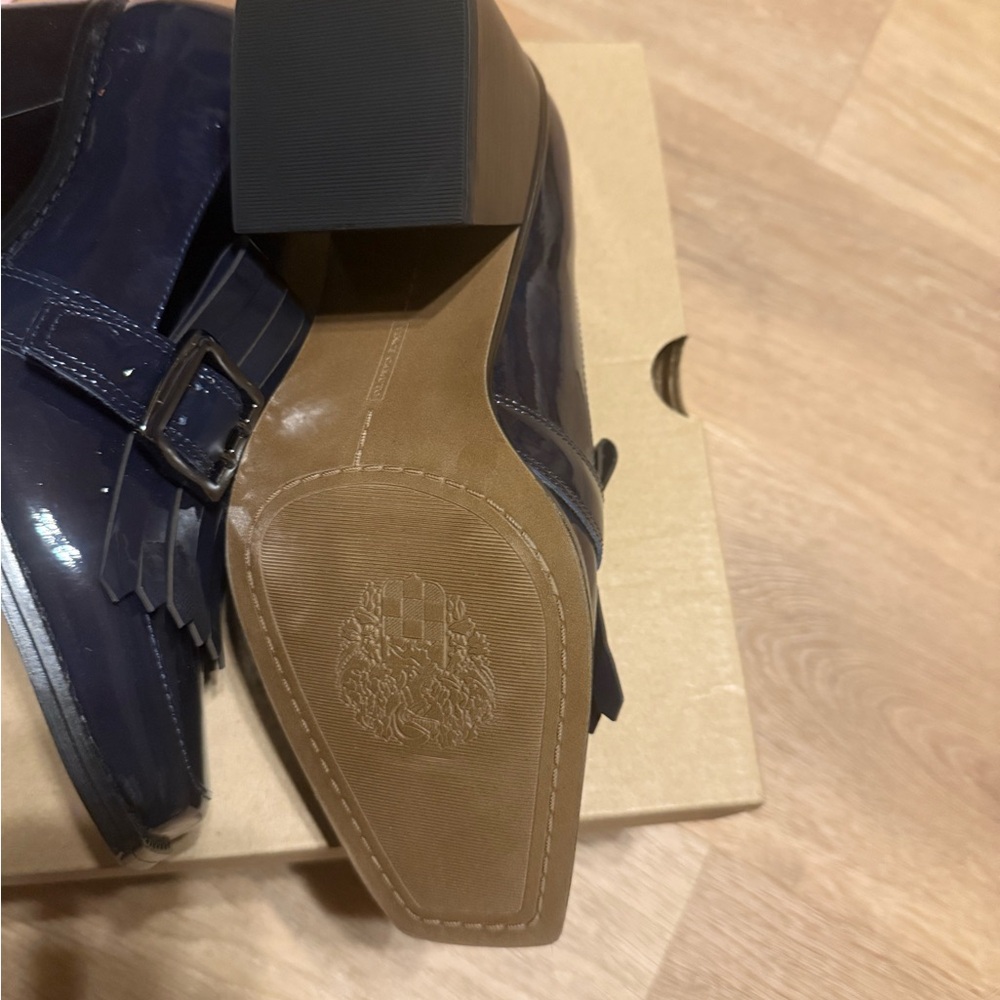 Vince Camuto Navy Fringe Loafers - Picture 3 of 4